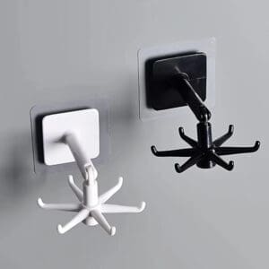 360 Degree Rotatable PP Six Claw Hook Kitchen , Bathrom , and House Wall Mounted Storage Hanger