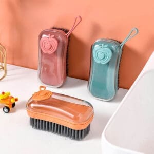 Hot Selling 4-in-1 Kitchen Pan Scrubber Set Long Handle Cleaning Brush Dishwashing Liquid Dispenser for Baby Use Made Plastic