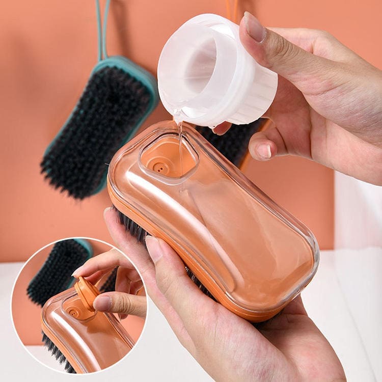 Hot Selling 4-in-1 Kitchen Pan Scrubber Set Long Handle Cleaning Brush Dishwashing Liquid Dispenser for Baby Use Made Plastic - Image 4